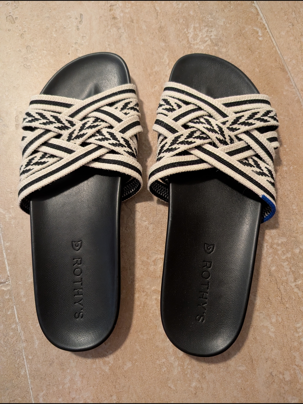 Rothy's Black And White Slide Sandals